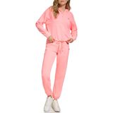 DKNY Bayan metalik baloncuk logolu düğmeli ön kapüşonlu sweatshirt, Pembe (Atomic Pink), M