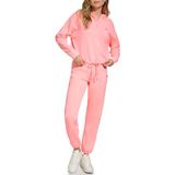 DKNY Bayan metalik baloncuk logolu düğmeli ön kapüşonlu sweatshirt, Pembe (Atomic Pink), S