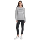 DKNY Bayan Varsity Logo Intarsi Süveter, İnci Grisi/Fildişi, M
