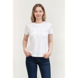 Dkny Bisiklet Yaka T-Shirt Beyaz, L, DJ5T1437, BEYAZ/GUMUS, Kadın