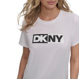 Dkny Bisiklet Yaka T-Shirt Beyaz, L, DP5T5894, WHITE, Kadın
