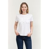 Dkny Bisiklet Yaka T-Shirt Beyaz, S, DJ5T1437, BEYAZ/GUMUS, Kadın