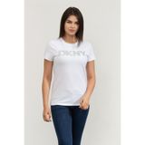 Dkny Bisiklet Yaka T-Shirt Beyaz, S, DP5T9923, BEYAZ/GUMUS, Kadın