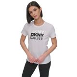 Dkny Bisiklet Yaka T-Shirt Beyaz, S, P52P0WNA, BEYAZ/GUMUS, Kadın