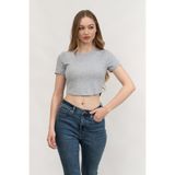 Dkny Bisiklet Yaka T-Shirt Gri, M, DP5T9982, GRİ, Kadın