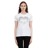 DKNY Bisiklet Yaka T-Shirt , S, 975867, Beyaz, Kadın