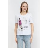 DKNY Bisiklet Yaka T-Shirt , S, 981385, Beyaz, Kadın