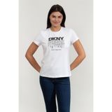 Dkny Bisiklet Yaka T-Shirt, S, DP8T5894, Beyaz, Kadın