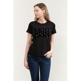 Dkny Bisiklet Yaka T-Shirt Siyah, M, DJ5T1437, SIYAH/METAL, Kadın