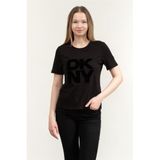 Dkny Bisiklet Yaka T-Shirt Siyah, S, D2G4A221, BLACK, Kadın