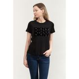 Dkny Bisiklet Yaka T-Shirt Siyah, S, DJ5T1437, SIYAH/METAL, Kadın