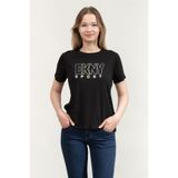 Dkny Bisiklet Yaka T-Shirt Siyah, XS, DP1T8816, BLACK TULIP, Kadın