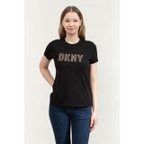 Dkny Bisiklet Yaka T-Shirt Siyah, XS, P4EHFWNA, BLACK, Kadın