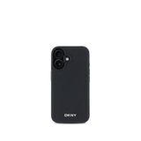 DKNY iPhone 16 Grained Metal Logolu PU Deri Magsafe Uyumlu Siyah Telefon Kılıfı