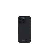 DKNY iPhone 16 Pro Grained Metal Logolu PU Deri Magsafe Uyumlu Siyah Telefon Kılıfı