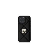 DKNY iPhone 16 Pro Kapitone Metal Logolu Siyah Telefon Kılıfı