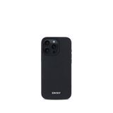 DKNY iPhone 16 Pro Max Grained Metal Logolu PU Deri Magsafe Uyumlu Siyah Telefon Kılıfı