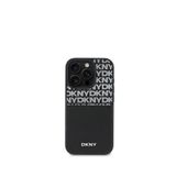 DKNY iPhone 16 Pro Max Repeat Texture Pattern Kartlıklı Siyah Telefon Kılıfı