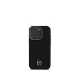 DKNY iPhone 16 Pro Plain Serisi Metal Logolu Magsafe Uyumlu PU Deri Siyah Telefon Kılıfı
