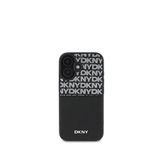 DKNY iPhone 16 Repeat Texture Pattern Kartlıklı Siyah Telefon Kılıfı