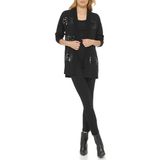 DKNY Kadın Açık Hırka Pullu Detay Kazak, Siyah/Siyah, S