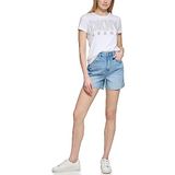DKNY Kadın kısa kollu Stud logolu tişört, Beyaz, S
