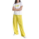 DKNY Kadın S/L Neon Jel Logolu Tişört Bluz, Beyaz, S