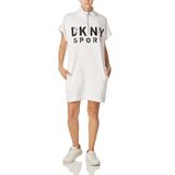 DKNY Kadın spor kadın logolu gündelik elbise, Beyaz, L