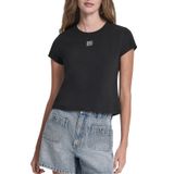 Dkny Rhinestone Logo Gömlek, S, DJ6T1740, BLACK/SILVER, Kadın