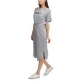 DKNY Short Sleeves Logo Drawstring Waist Dress Gündelik elbise Kadın