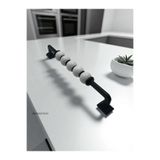 DKSDİZAYN Maya Boncuklu 128 Mm Siyah Özel Ağır Metal 1. Sınıf Mobilya Çekmece Mutfak Dolap Kulpu Premıum Kulp