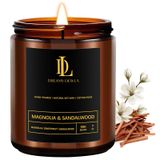 DL DREAMY DEWLA Erkekler için Kokulu Mumlar - Erkekler için Mum Hediyeleri Doğum Günü, Yıldönümü - Ev Kokulu Soya Mumları, Amber Kavanozunda Erkek Mum, Manolya ve Sandal Ağacı Kokulu Mumlar, 7 oz