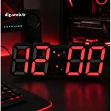 Dlg Akıllı Led Dijital Çift Alarmlı Saat Ayarlanabilir Gece Işığı Siyah-Kırmızı