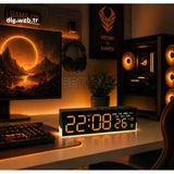 Dlg Akıllı Led Dijital Çift Alarmlı Saat Ayarlanabilir Parlaklık Gece Işığı Turuncu