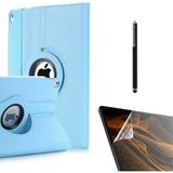 Dlrcase Apple iPad 9.7 2017 5.nesil Uyumlu Kılıf Kapaklı Standlı 360 Dönebilen Koruma DN22 + Nano + Kalem Mavi