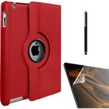 Dlrcase Apple iPad Mini 4 Uyumlu Kılıf Kapaklı Standlı 360 Dönebilen Koruma DN11 + Nano + Kalem Kırmızı