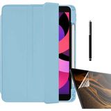 Dlrcase Apple iPad Pro 12.9 2021 5.nesil Uyumlu Kılıf Kalem Bölmeli Arkası Şeffaf Standlı NT22 + Nano + Kalem Mavi