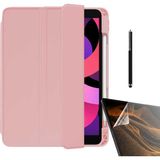 Dlrcase Apple iPad Pro 12.9 2021 5.nesil Uyumlu Kılıf Kalem Bölmeli Arkası Şeffaf Standlı NT22 + Nano + Kalem Pembe