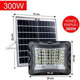 Dls 300W Güneş Enerjili Solar LED Projektör ABS Malzemeden Harici Solar Panelli 5 Metre Kablolu 502-300 - Beyaz