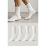 DM DEL MORE SOCKS 4’lü Paket Beyaz Çizgisiz Pamuklu Kolej Tenis Çorap
