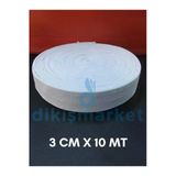 Dm Dikişmarket 10 Metre - Beyaz Bel Paça Yassı Geniş Lastik Lateks Ürün - Elastik Bant - Don Lastiği 3Cm
