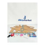 Dm Dikişmarket Dikişe Başlangıç Seti (Riga Takımı,Geoderik Cetvel,Mezura,Kumaş Makası,Çizgi Sabunu) Pembe