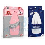 dm dikişmarket Gazzella Pembe Keçeli Ütü Masası Kılıf Bezi ve Parlatmaz Ütü Tabanlığı Seti - gazella+pembe
