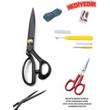 dm dikişmarket Hard Steel Kumaş Kot Kesim Profesyonel Terzi Makası 20cm ve Nakış Makası İlik Sökücü İğne HEDİYELİDİR - sett