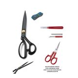 Dm Dikişmarket Hard Steel Marka Kumaş Kot Kesim Profesyonel Terzi Makası 27,5Cm Ve Nakış Makası Ilik Sökücü Seti Sarı