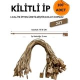 dm dikişmarket Kilitli Ip Renkli Asmalı Etiket Bağlama Ipi 100 Adet Jüt