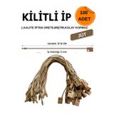 dm dikişmarket Kilitli Ip Renkli Asmalı Etiket Bağlama Ipi Lock String Tag Rope 100 Adet Jüt Hasır