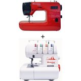 dm dikişmarket Moonstar 2200 Ev Tipi Dikiş Makinası & Moonstar 320 Ev Tipi Overlok Makinası 2li set - 60 desen-overlok