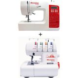 dm dikişmarket Moonstar 2720 Ev Tipi Dikiş Makinası & Moonstar 320 Ev Tipi Overlok Makinası 2li set - 200 desen- overlok