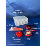 dm dikişmarket Pratik Kutulu Dikiş Setleri/ (BOŞ KUTU- ANAHTARLIKLI MEZURA- İLİK AÇICI- ÇIT MAKAS- TOPLU İĞNE-5 ADET MAŞA-ISI İLE UÇAN KALEM) - KUTULU SET 1